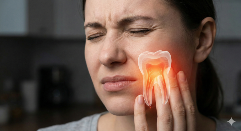 woman with tooth pain